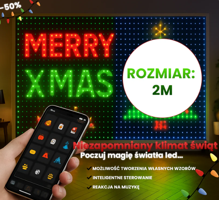 Super Kurtyna RGB™ - Programowalne, Napisy, Grafiki i Animacje